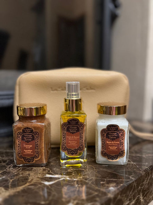 Coffret cadeau pour le corps - Soin ayurvédique - Ambre Vanille Patchouli - Voyage sur la route des épices