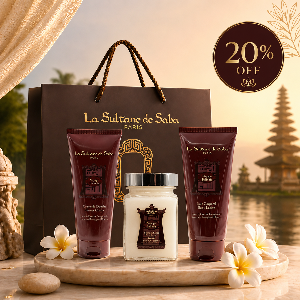 Journey to Bali Lotus & Frangipani Body Ritual Gift Set – Shea Butter, Shower Cream & Body Lotion