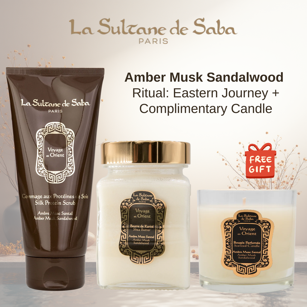 Amber Musk Sandalwood Eastern Journey Ritual Set + Free Candle