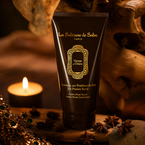 Gommage protéiné de soie - Ambre, musc et bois de santal - Voyage en Orient